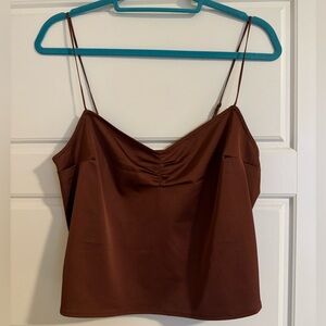 Cropped satin tank top